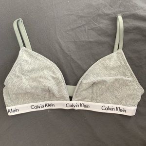 Grey Calvin Klein Triangle Bralette Bra Small